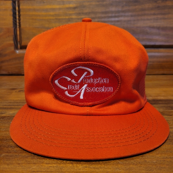 Vintage Production Credit Association Snap Back Trucker Hat with Mesh Patch - Picture 1 of 5